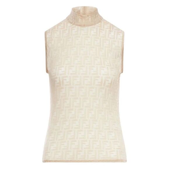 FENDI Tops - FENDI Logo Graphic Short Sleeve Top Women PANNA T-Shirts & Tops